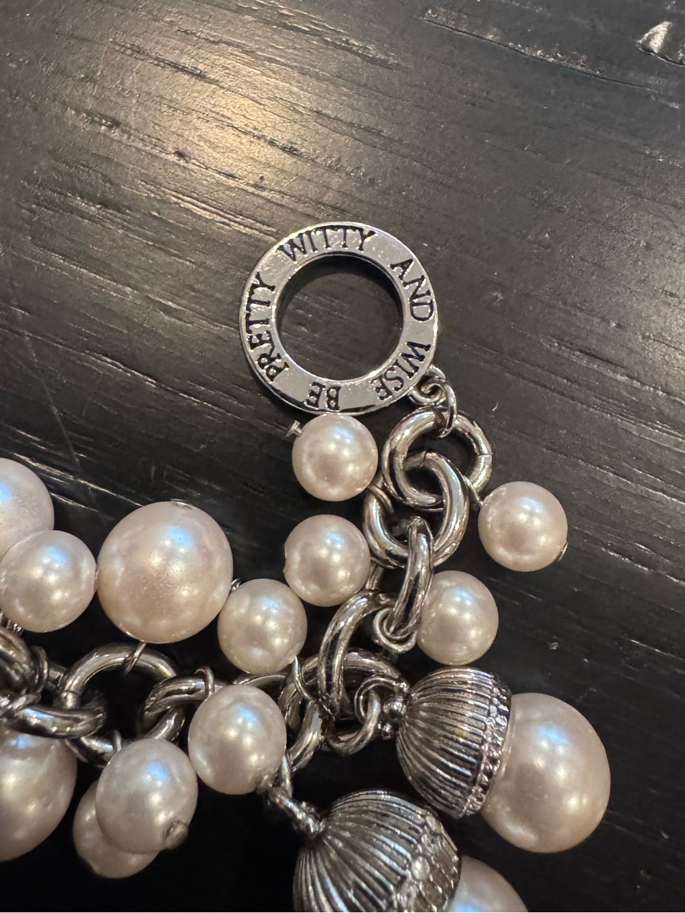 Rare Brighton “My Flat in London” SilverTone Chunky Pearl Charm Bracelet Retired - Picture 10 of 15